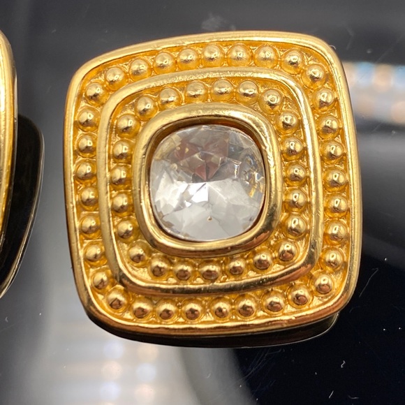 Vintage givenchy square crystal earring clip on - Picture 3 of 9